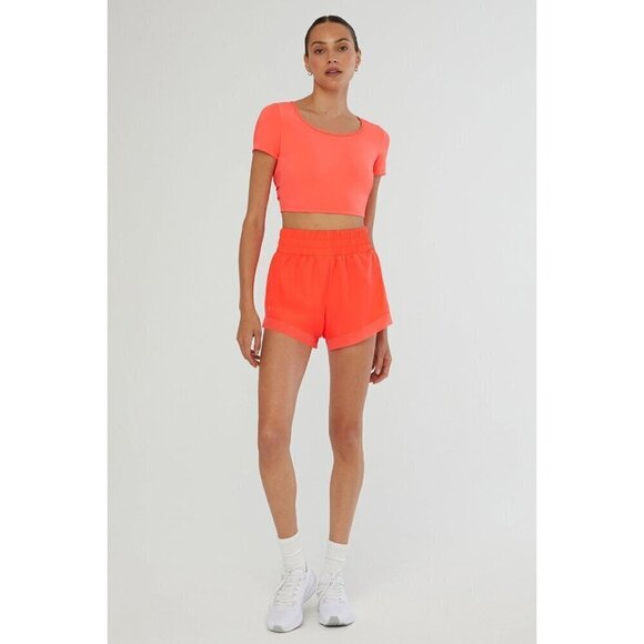 IVL Pants - IVL Race Pace Short and Open Back Top in Fiery Coral Size US 6/Small NWT
